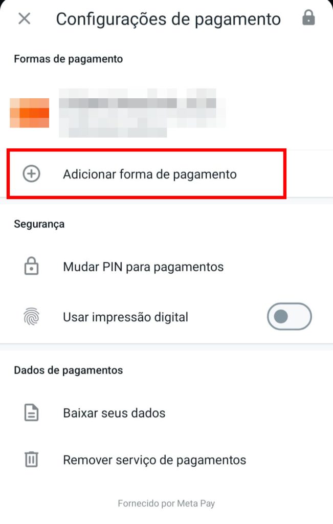 Como ativar o WhatsApp Pagamentos passo 4.