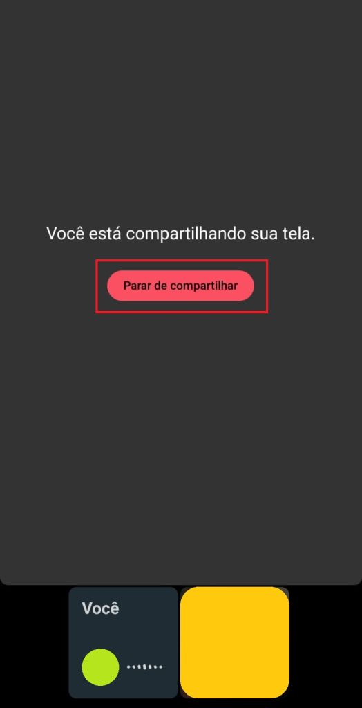 Como compartilhar a tela no WhatsApp passo 4.