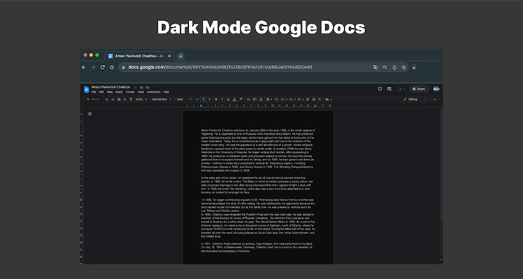 Modo Escuro no Google Docs, uma das melhores extensões para Google Docs.