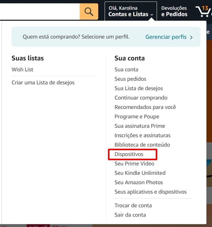 Como configurar a conta na Amazon passo 2.