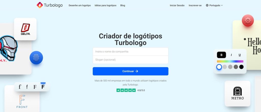 Turbologo, ferramenta de IA parar criação de logo.