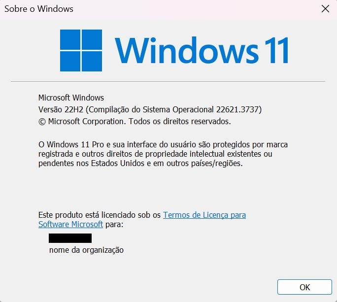 Atalho padrão para descobrir a versão do sistema operacional em todos os Windows.