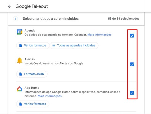 Como fazer backup da Conta Google com o Google Takeout passo 2.