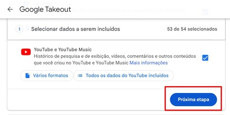 Como fazer backup da Conta Google com o Google Takeout passo 4.