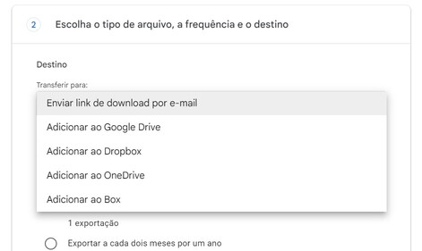 Como fazer backup da Conta Google com o Google Takeout passo 5.