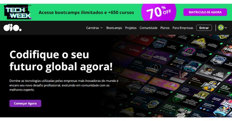 Digital Inovation One, site que oferece cursos gratuitos na área de TI.