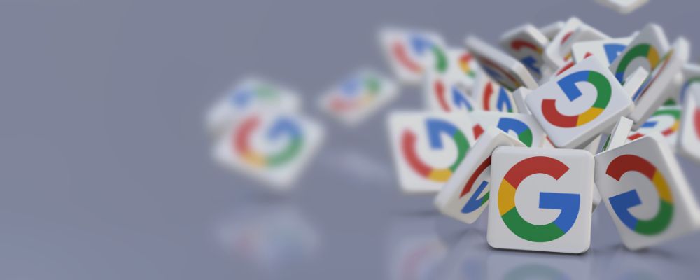 Vários ícones do Google em 3D.