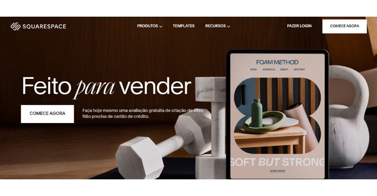 SquareSpace, plataforma para criar portfólio online.