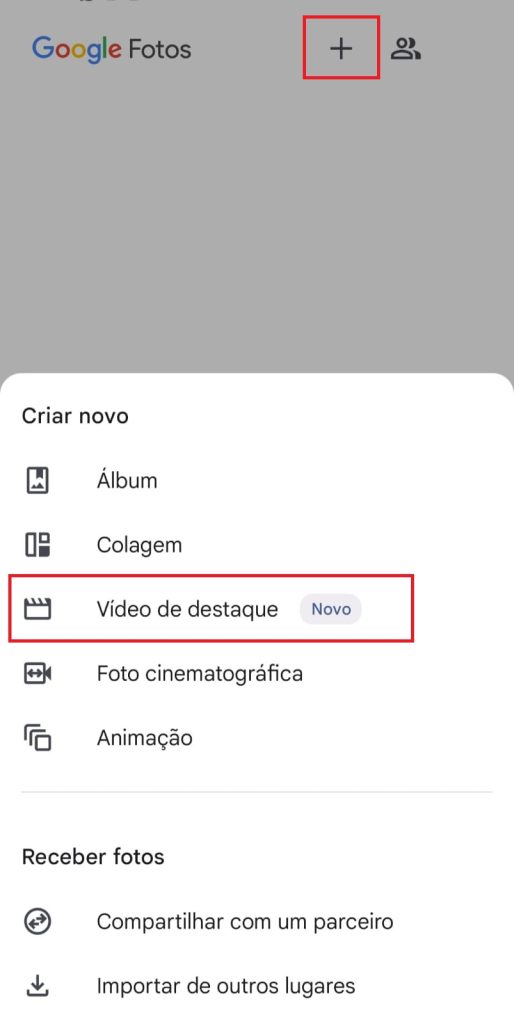Vídeos em Destaque no Google Fotos, novo recurso do Android que utiliza inteligência artificial.