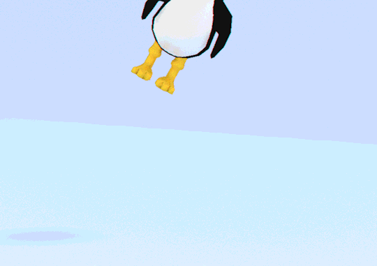 Um pinguim, mascote do sistema operacional Linux, caindo no chão.