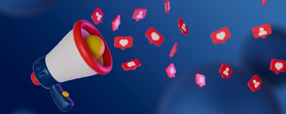 Megafone atraindo novos seguidores para o Instagram.