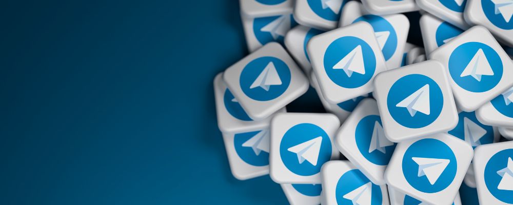 Vários ícones em 3D do Telegram.
