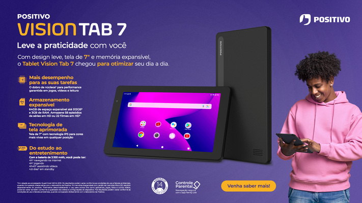 Vantagens e características do tablet Positivo Vision 7.