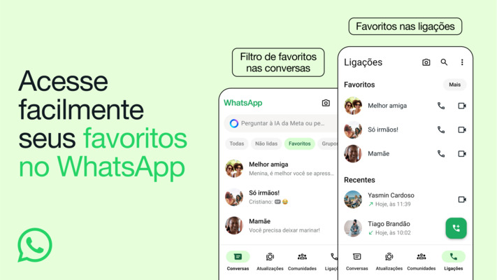 Atualização do WhatsApp permite marcar contatos como preferidos.