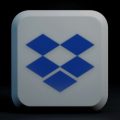 Logo do Dropbox sobre um fundo escuro.