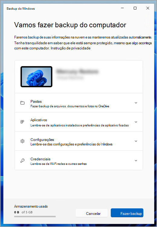 Fazer backup Windows 11.