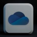 Logo do OneDrive sobre um fundo escuro.