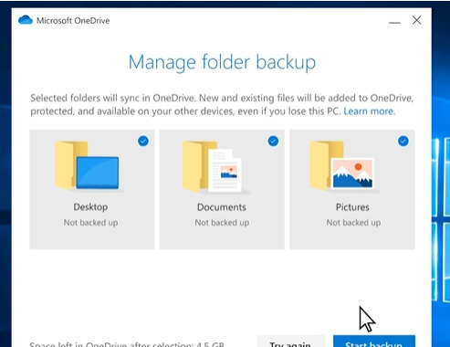 OneDrive backup automático - como ativar passo 2.