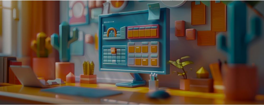 Trello em um computador em 3D.
