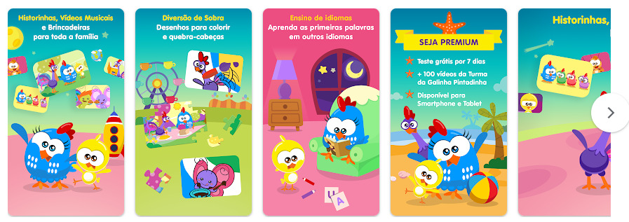 Turma da Galinha Pintadinha, app de entretenimento para criança.